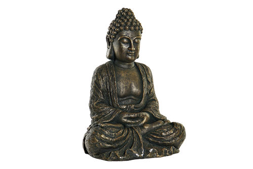 Buda Meditando Verde Oro Envejecido 35x31x51