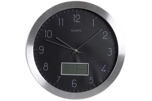 Reloj Aluminio Termómetro Calendario 35 cm